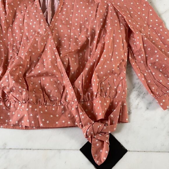 Madewell Crop Wrap Star Print Blouse NWT - Picture 4 of 7